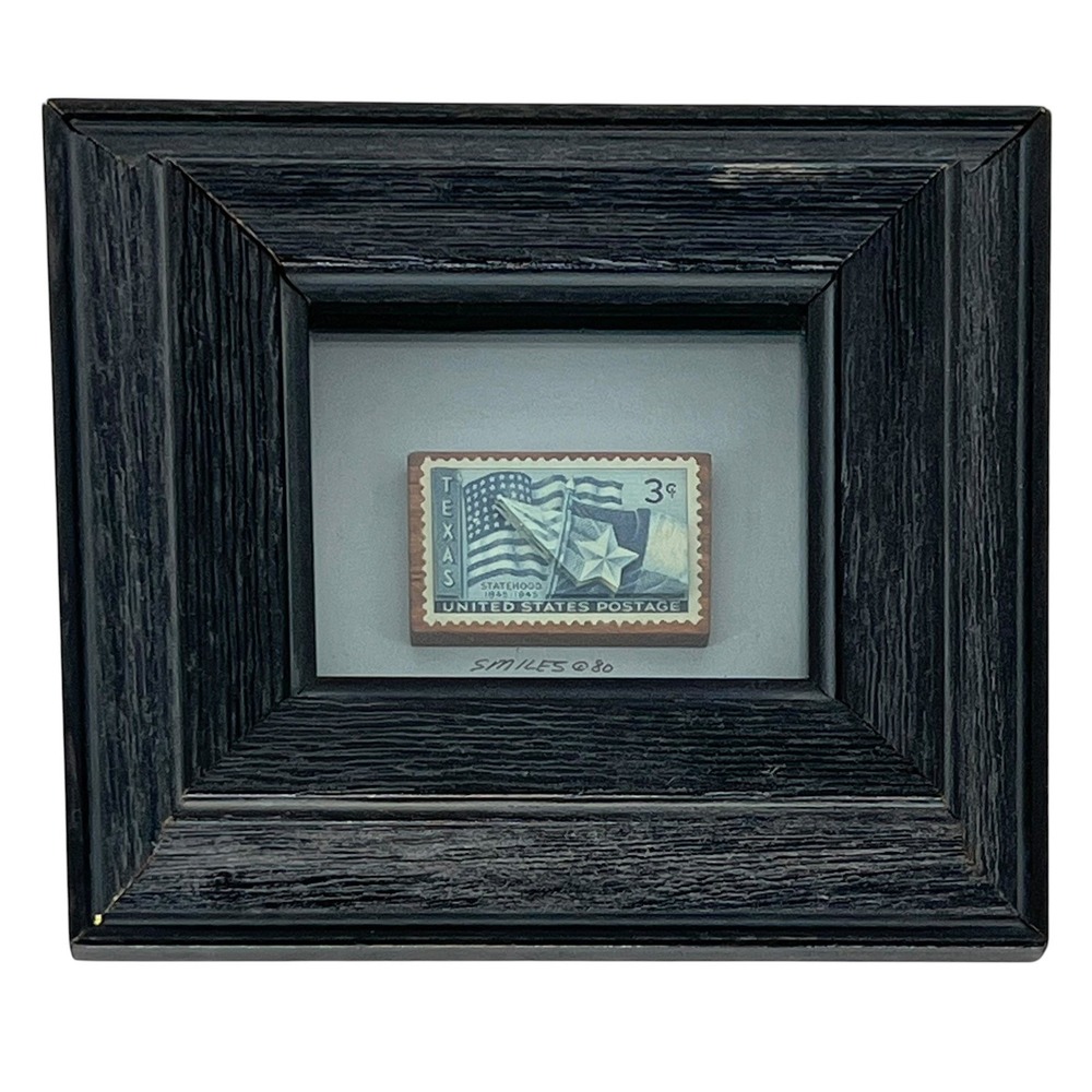 Smiles S.L. Miles Texas Statehood 3c Postage Stamp Art Framed Shadow Box 3D Art